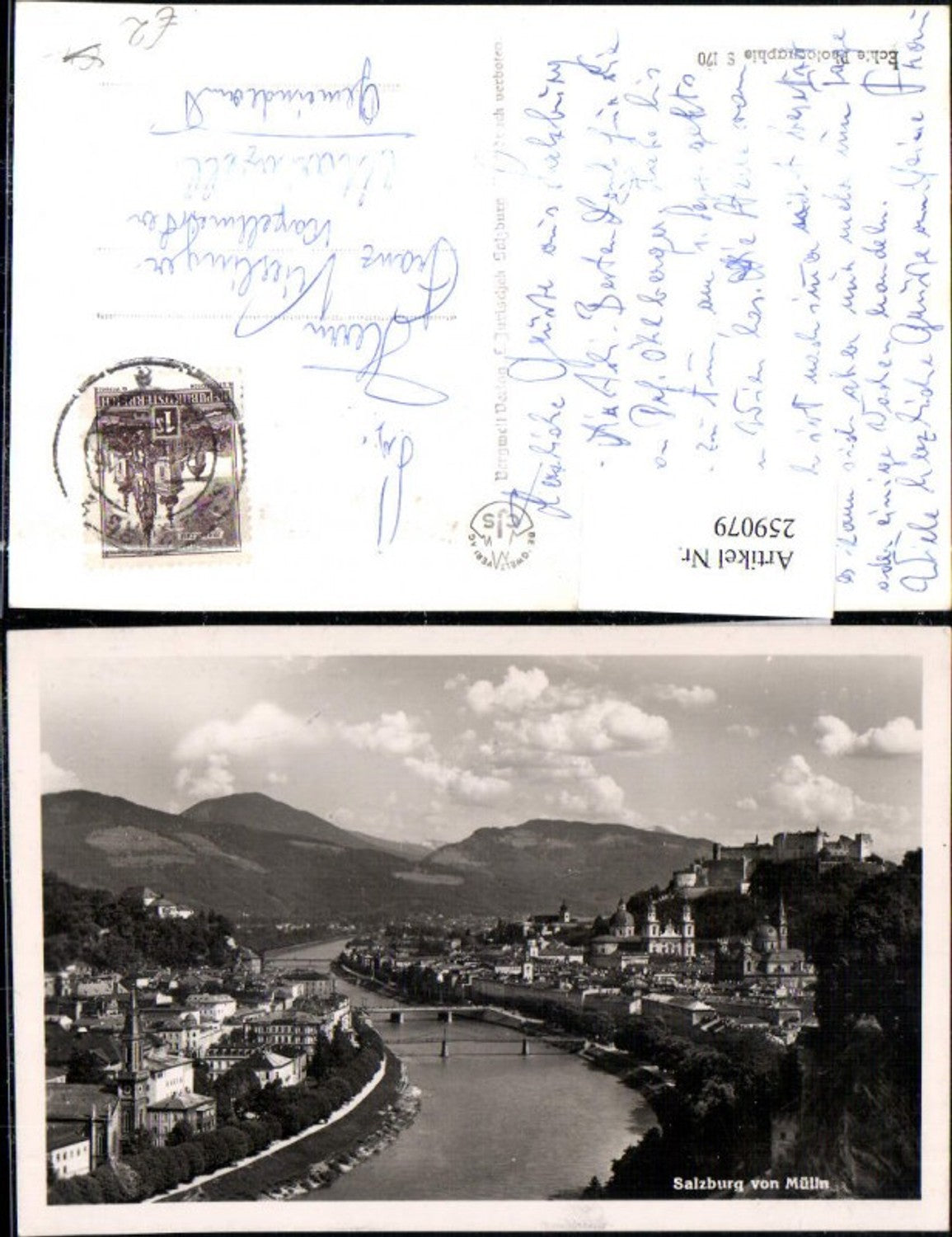 259079,Salzburg Totale Brücken Festung von Mülln aus