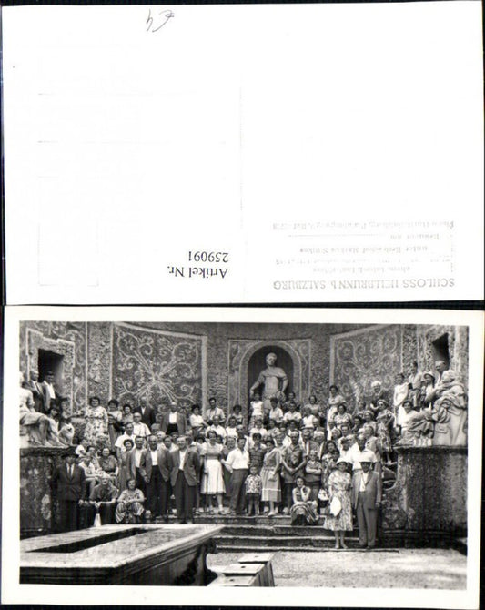 259091,Foto AK Salzburg Schloss Hellbrunn Wasserspiele Personen Gruppenfoto