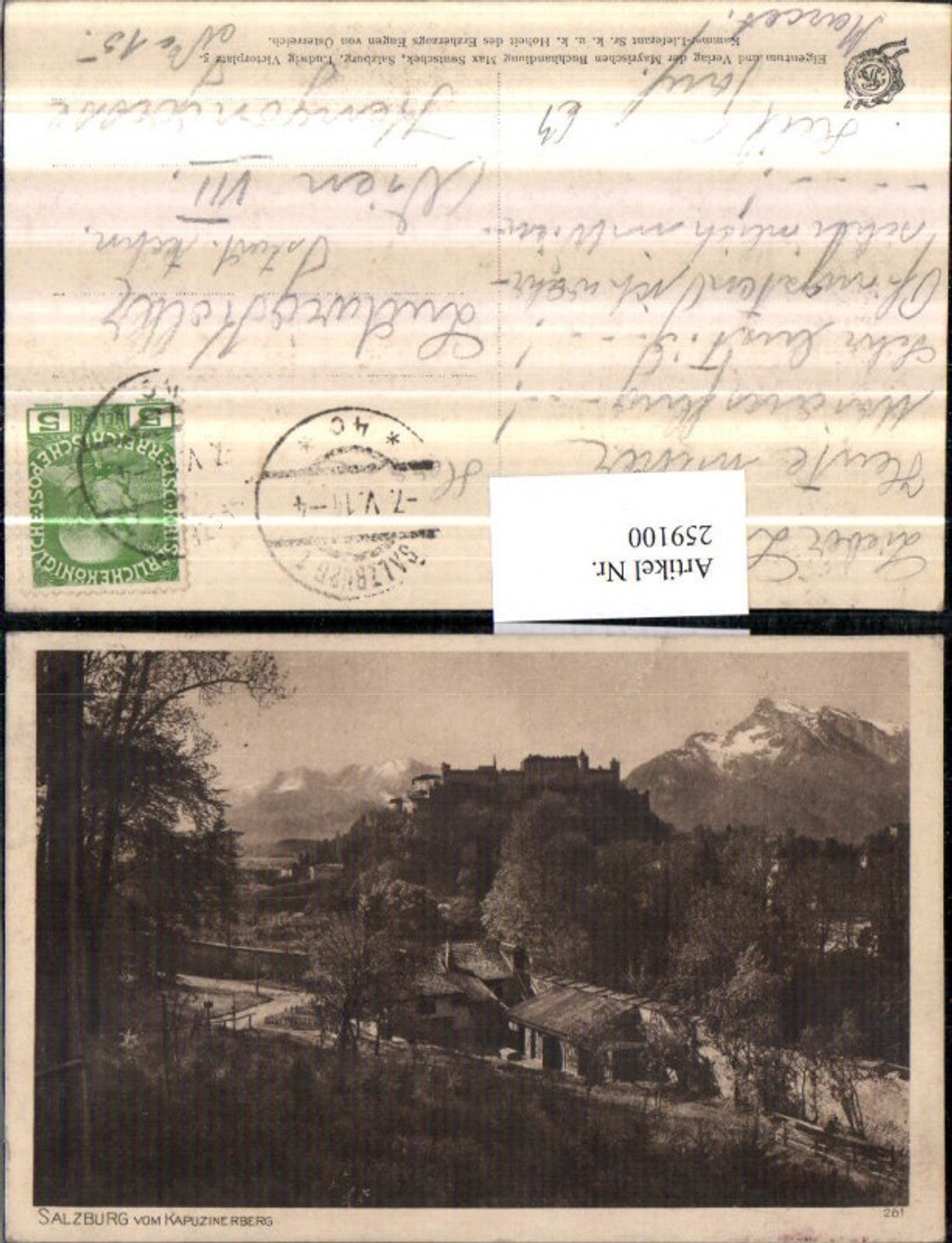 259100,Salzburg Festung vom Kapuzinerberg