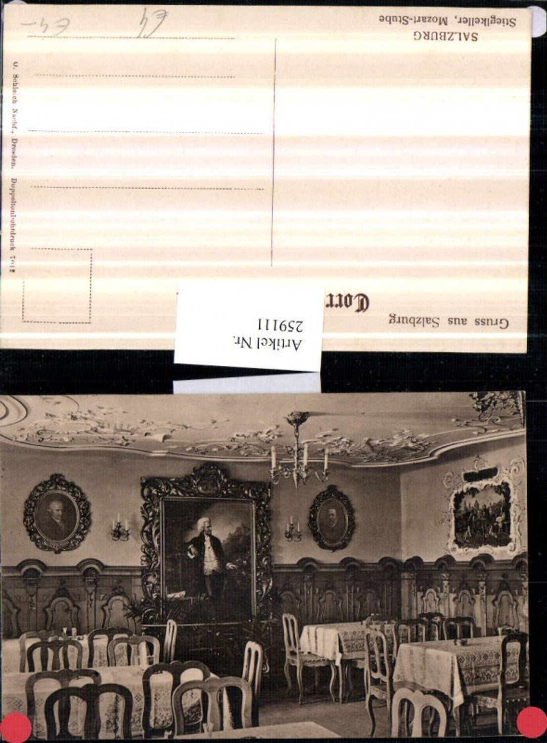 259111,Salzburg Stieglkeller Mozart-Stube Innenansicht