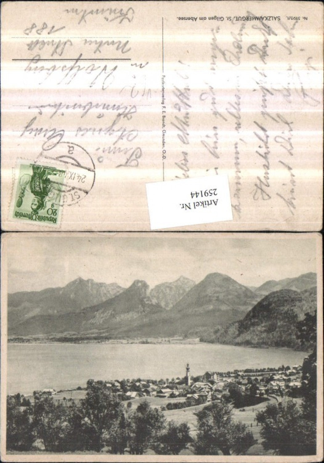 259144,St. Gilgen am Abersee Wolfgangsee Totale Bergkulisse pub F. E. Brandt 5195/1