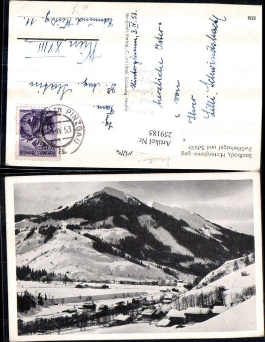 259185,Saalbach Hinterglemm geg. Zwölferkogel u. Skilift Bergkulisse Winterbild