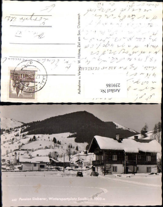 259186,Saalbach Teilansicht Pension Sieberer Winterbild