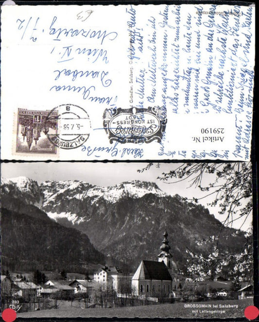 259190,Großgmain b. Salzburg Teilansicht Kirche m. Lattengebirge pub Cosy 233