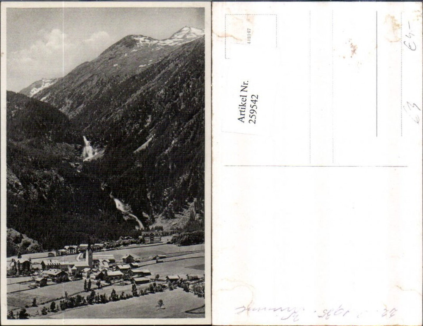 259542,Krimml Totale m. d. Wasserfällen Bergkulisse