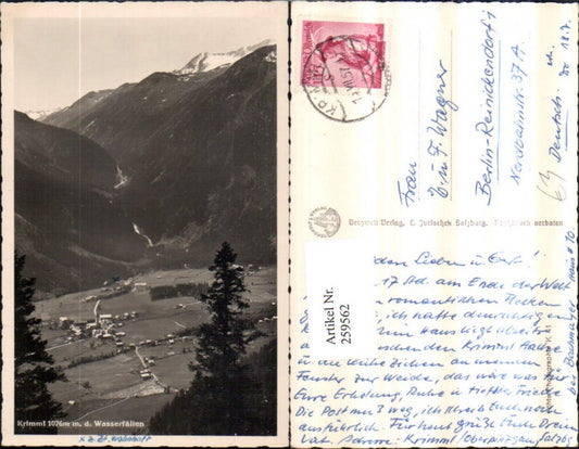 259562,Krimml Totale m. d. Wasserfällen Bergkulisse