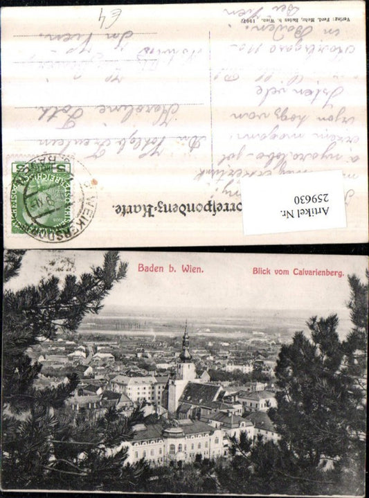 259630,Baden b. Wien Totale Blick v. Kalvarienberg Kirche