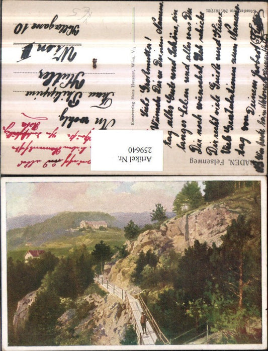 259640,Künstler AK Baden b. Wien Felsenweg pub Hans Hausner 7017/21