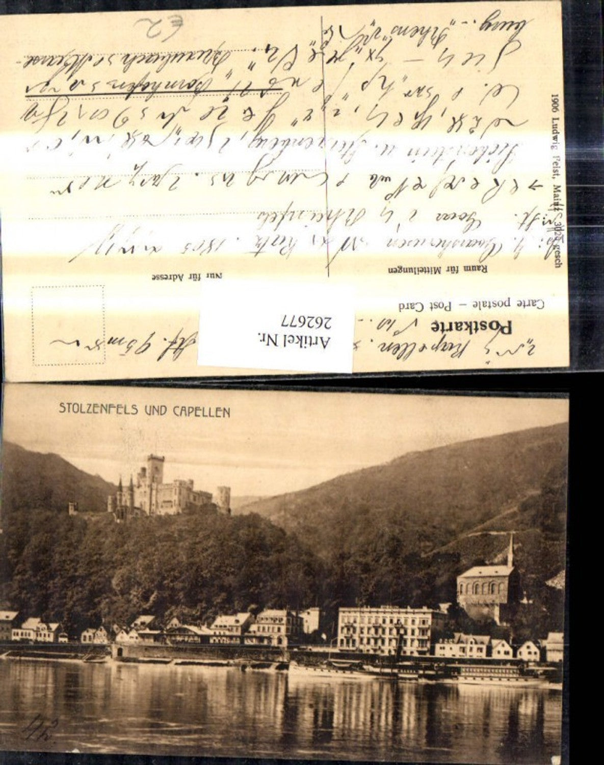 262677,Stolzenfels u. Capellen Schloss Burg Schiff Dampfer