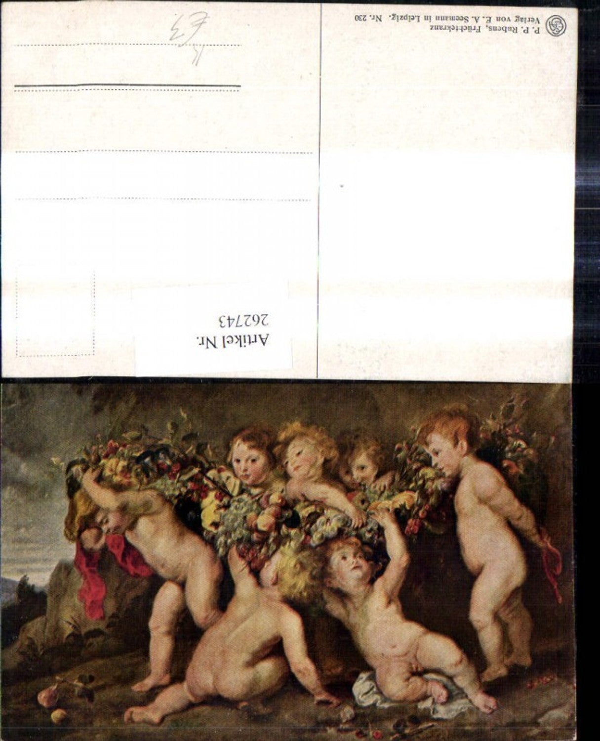 262743, Artist: Peter Paul Rubens, Fruit Wreath, Naked Children, Garland of Fruits and Branches
