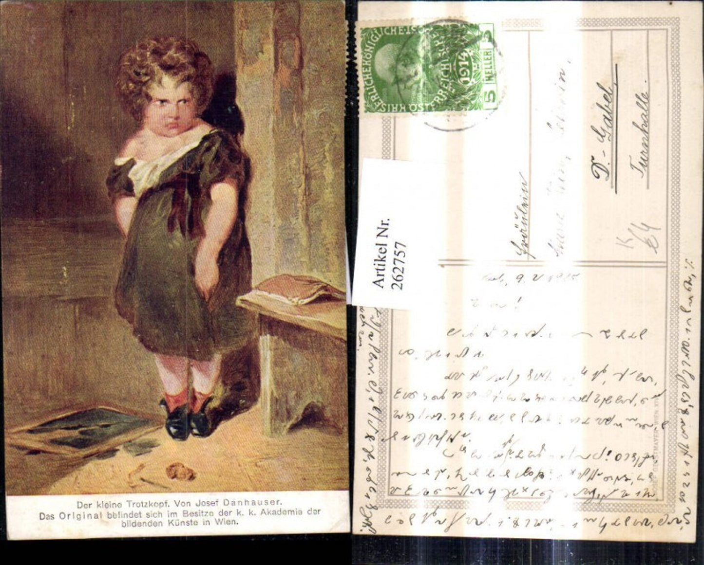 262757,Künstler Ak Josef Danhauser Der kleine Trotzkopf Kind Mädchen