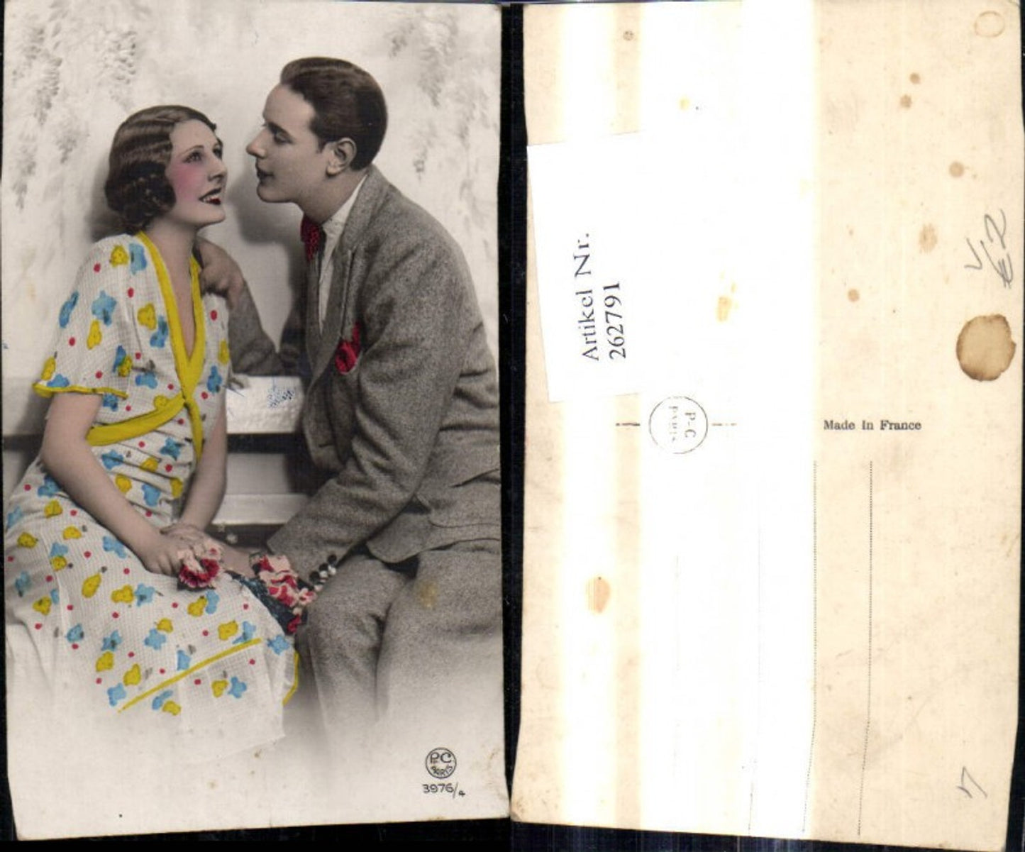 262791,Liebe Paar Liebespaar Verliebter Blick Rosen Blumen pub P. C. Paris 3976/4