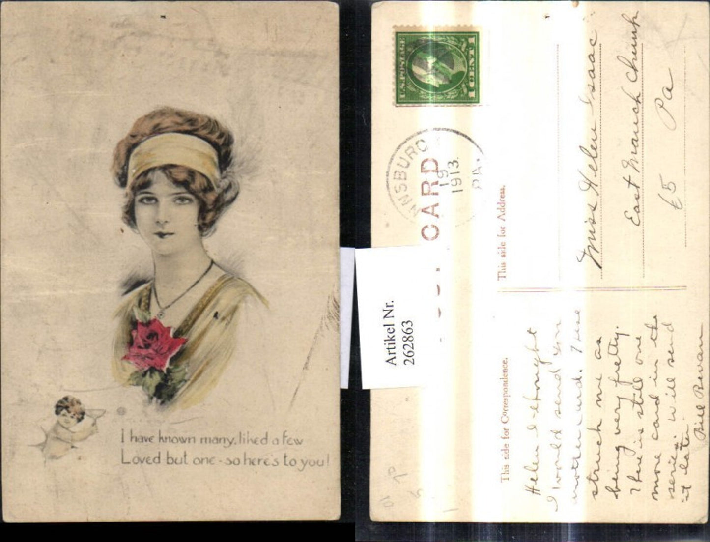262863,Künstler Ak Frau Kind m. Sektglas durch zerrissenen Papier Spruch