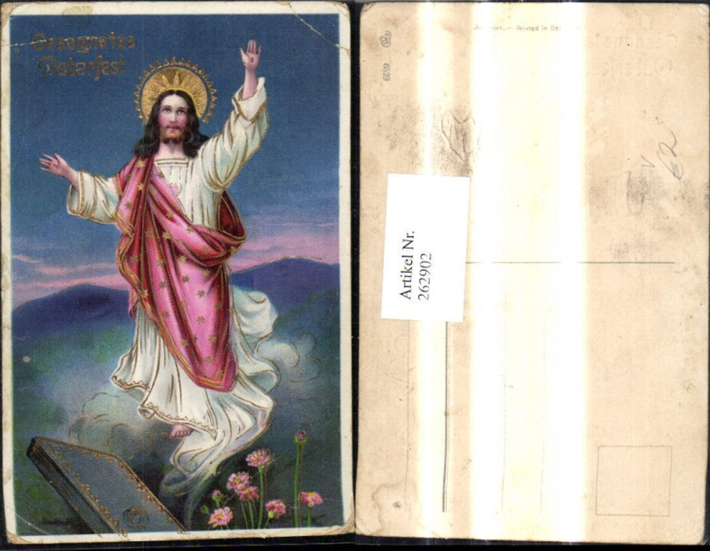 262902Präge Ak Religion Jesus Heiligenschein Blumen Osterfest Goldverzierung pub EAS 6529