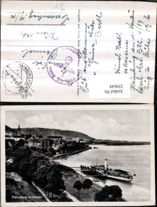 259649,Hainburg an d. Donau Teilansicht Dampfer Feldpost Schützen-Ersatz-Kompanie 4/17