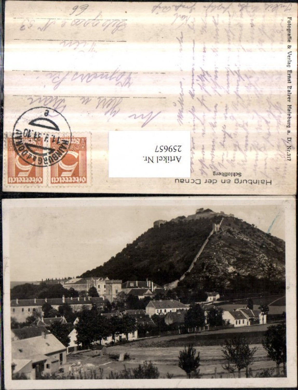 259657,Hainburg an d. Donau Teilansicht m. Schlossberg
