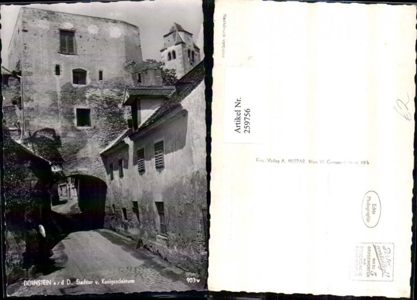 259756,Dürnstein in d. Wachau Stadttor Tor u. Kunigundenturm