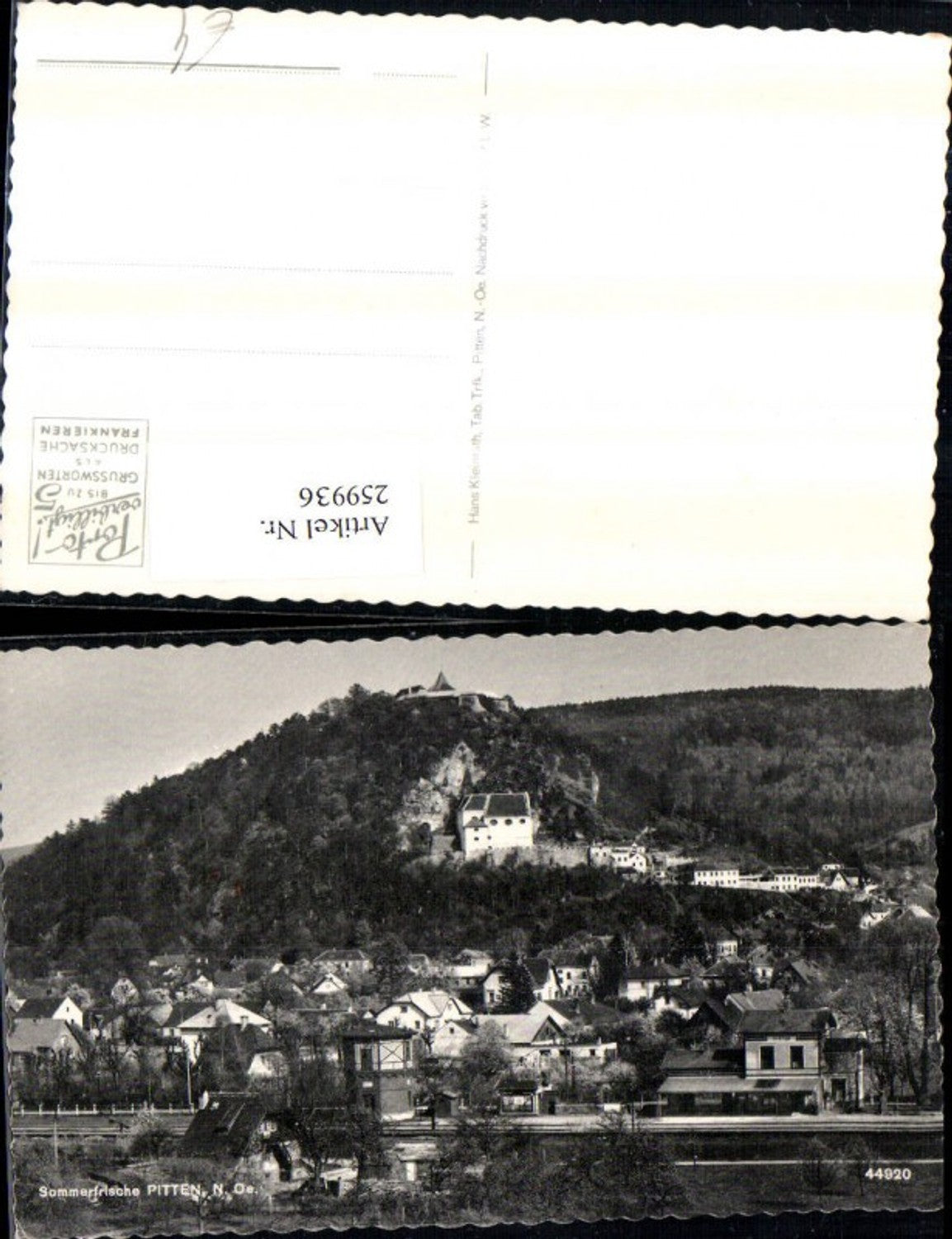 259936,Pitten Teilansicht Kirche Bahnhof