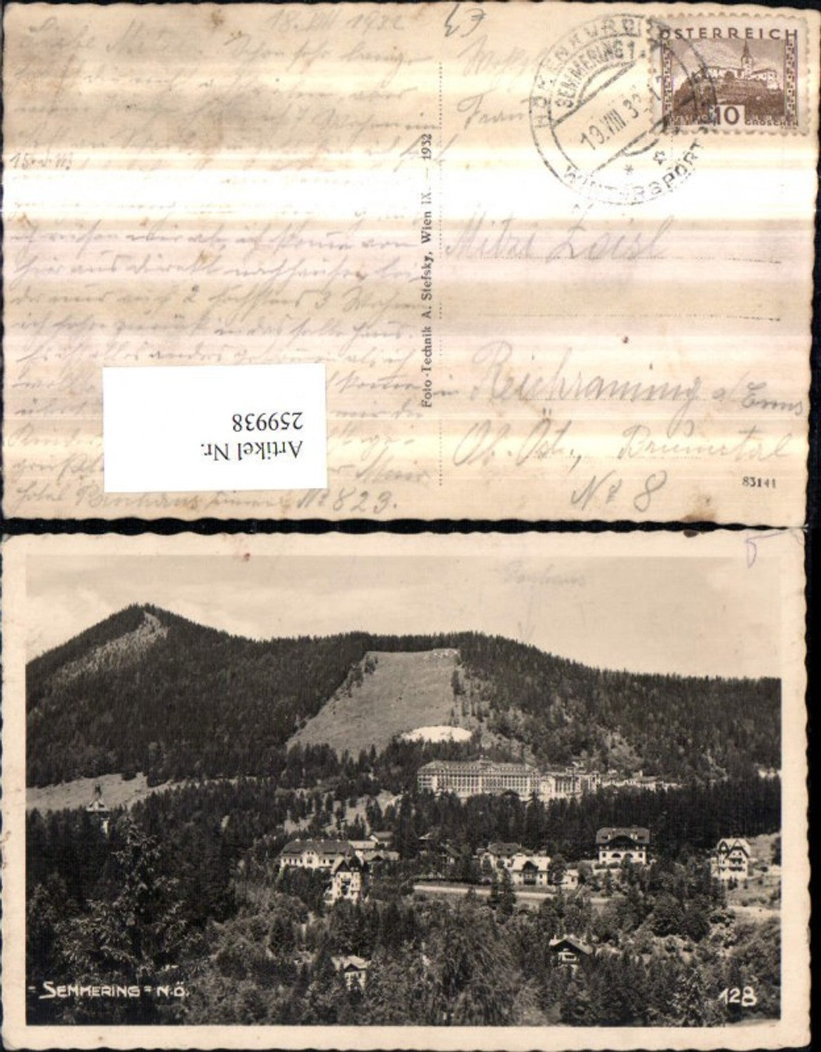 259938,Semmering Teilansicht m. Hotel Panhans