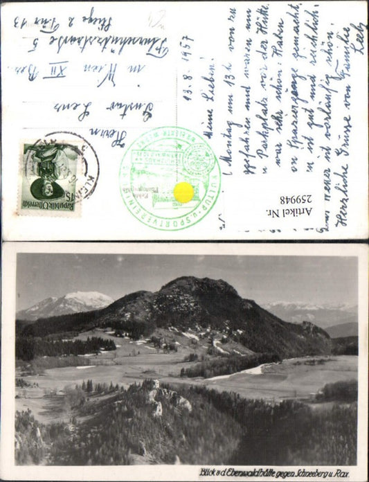 259948,Blick von d. Ebenwaldhütte geg. Schneeberg u. Rax b. Kleinzell