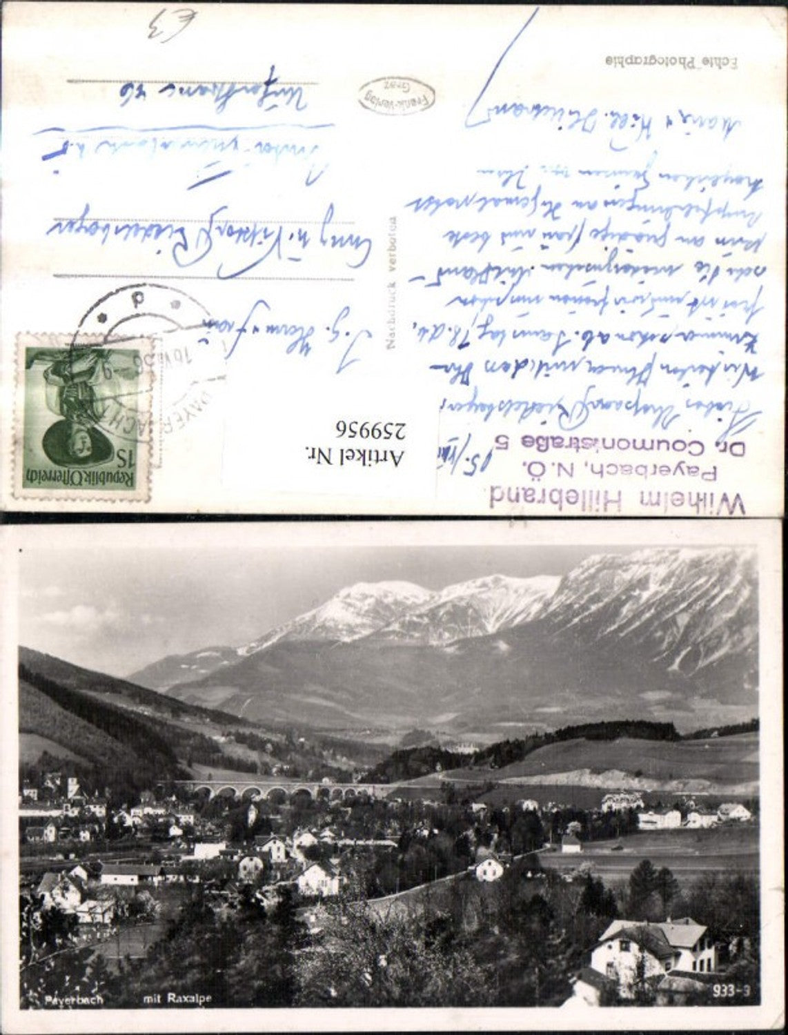 259956,Payerbach Totale Viadukt m. Raxalpe Bergkulisse