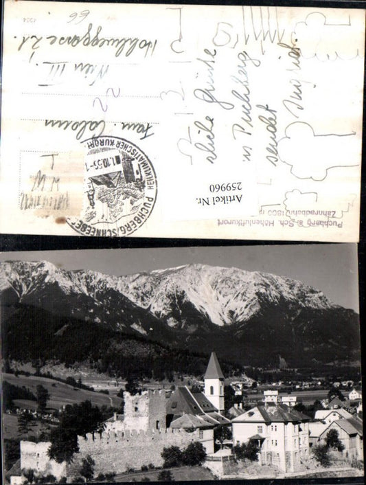 259960,Puchberg am Schneeberg Teilansicht Burg Kirche Bergkulisse