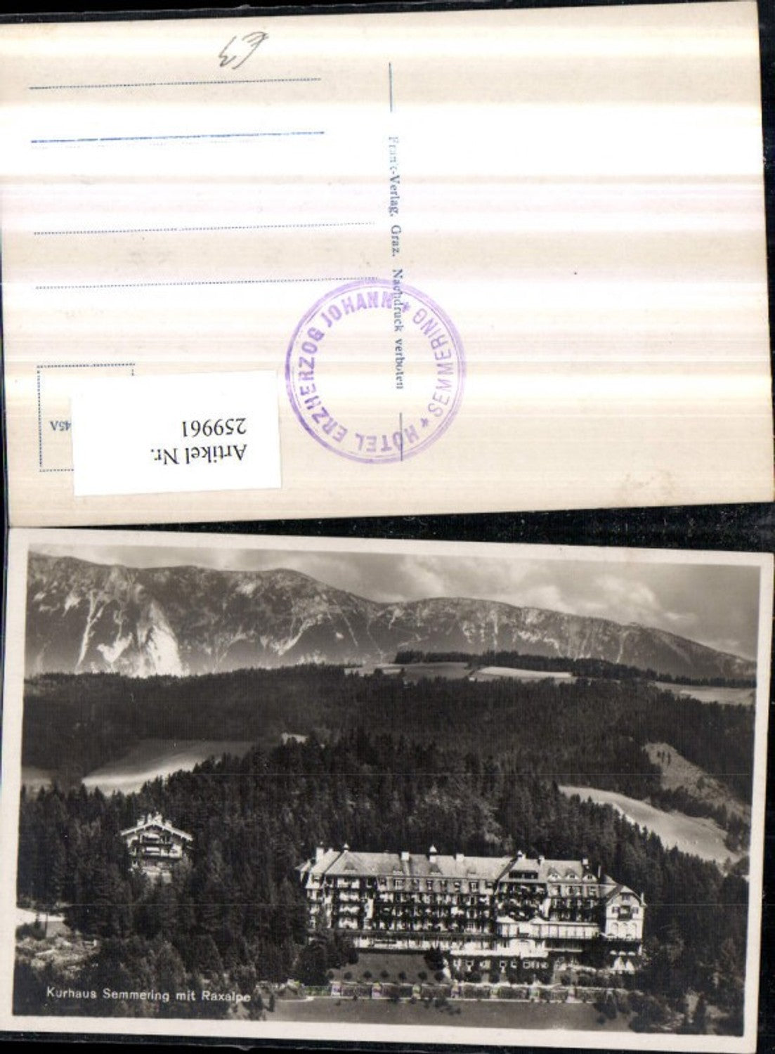 259961,Kurhaus Semmering m. Raxalpe Bergkulisse