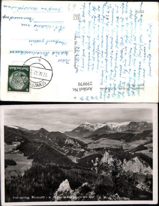 259970,Semmering Weinzettl u. Polleroswand geg. d. Rax Bergkulisse