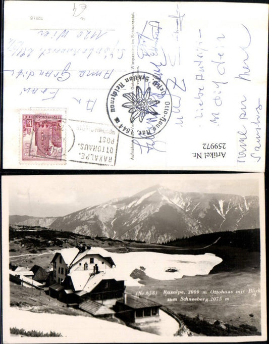 259972,Raxalpe Ottohaus m. Blick zum Schneeberg b. Reichenau Bergkulisse