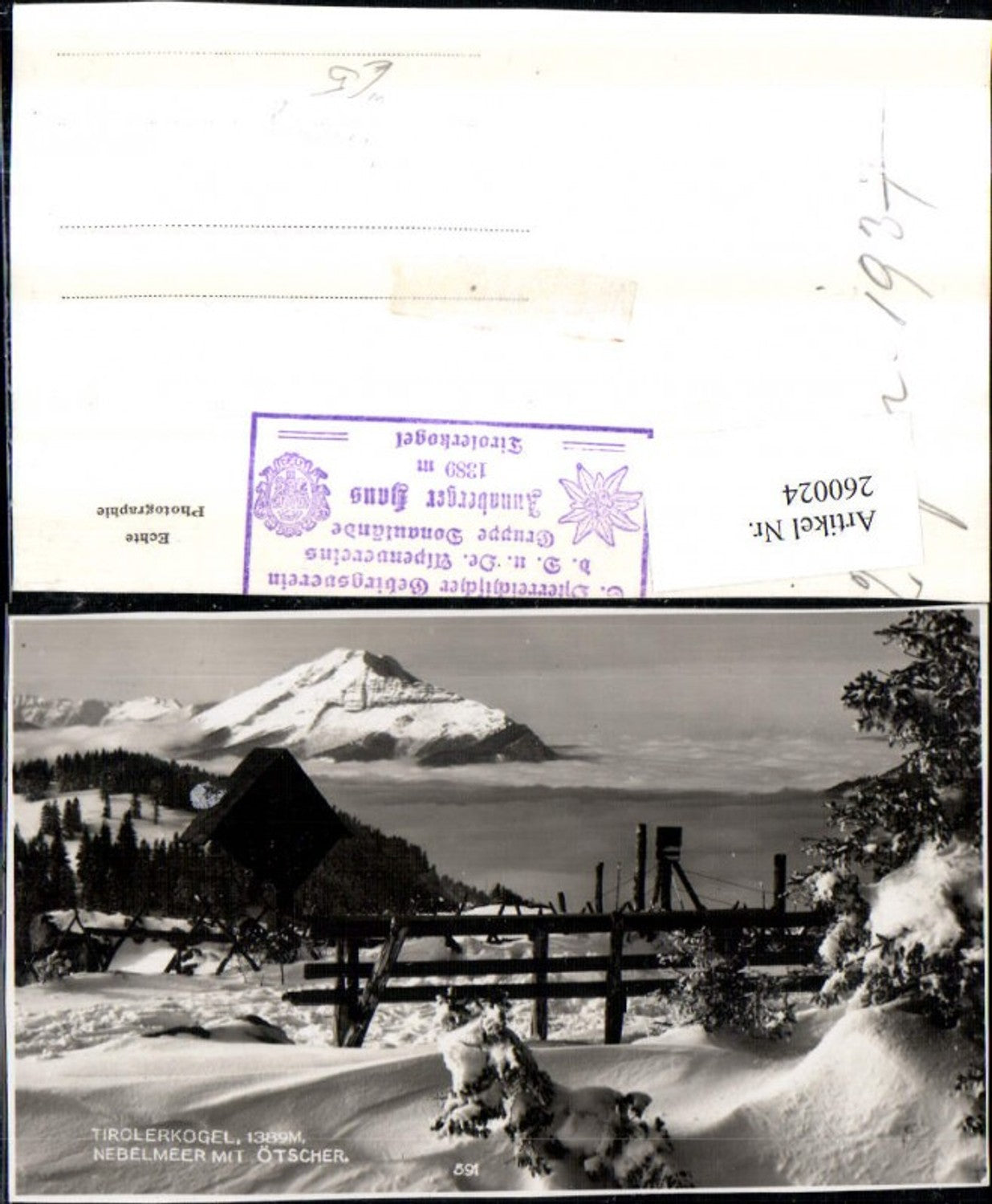 260024,Tirolerkogel b. Annaberg Nebelmeer m. Ötscher Wegkreuz Winterbild