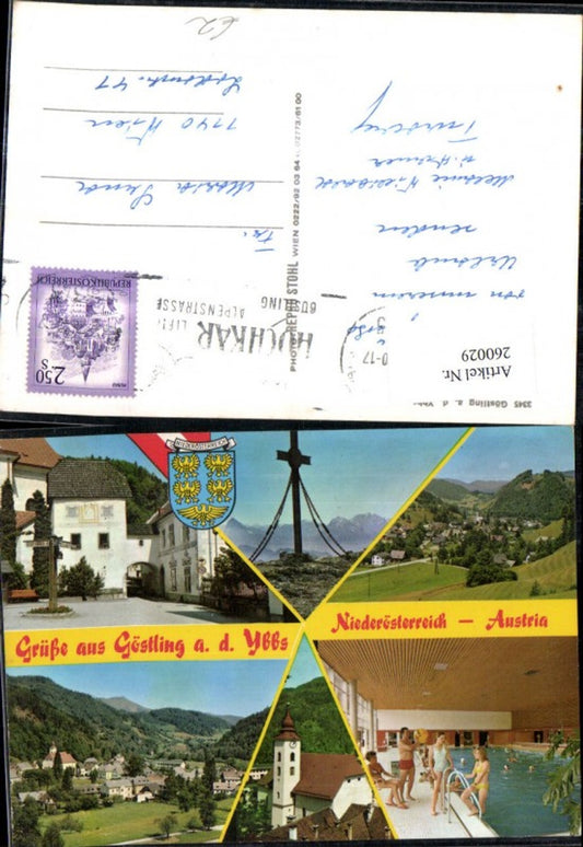 260029,Göstling an d. Ybbs Totale Kirche Hallenbad Gipfelkreuz Mehrbildkarte