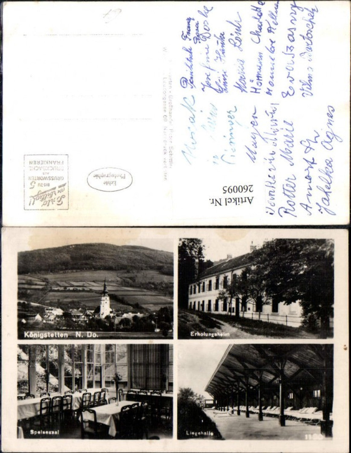 260095,Königstetten Totale Kirche Erholungsheim Speisesaal Liegehalle Mehrbildkarte