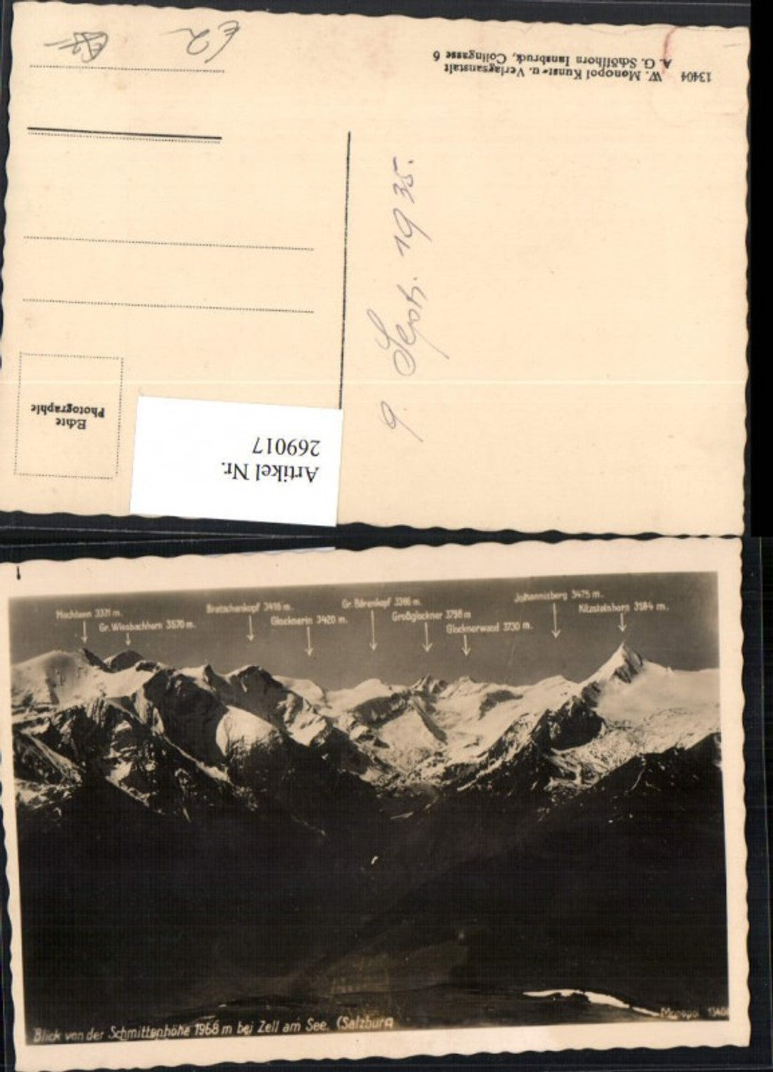 269017,Zell am See Blick v. Schmittenhöhe Bergkulisse