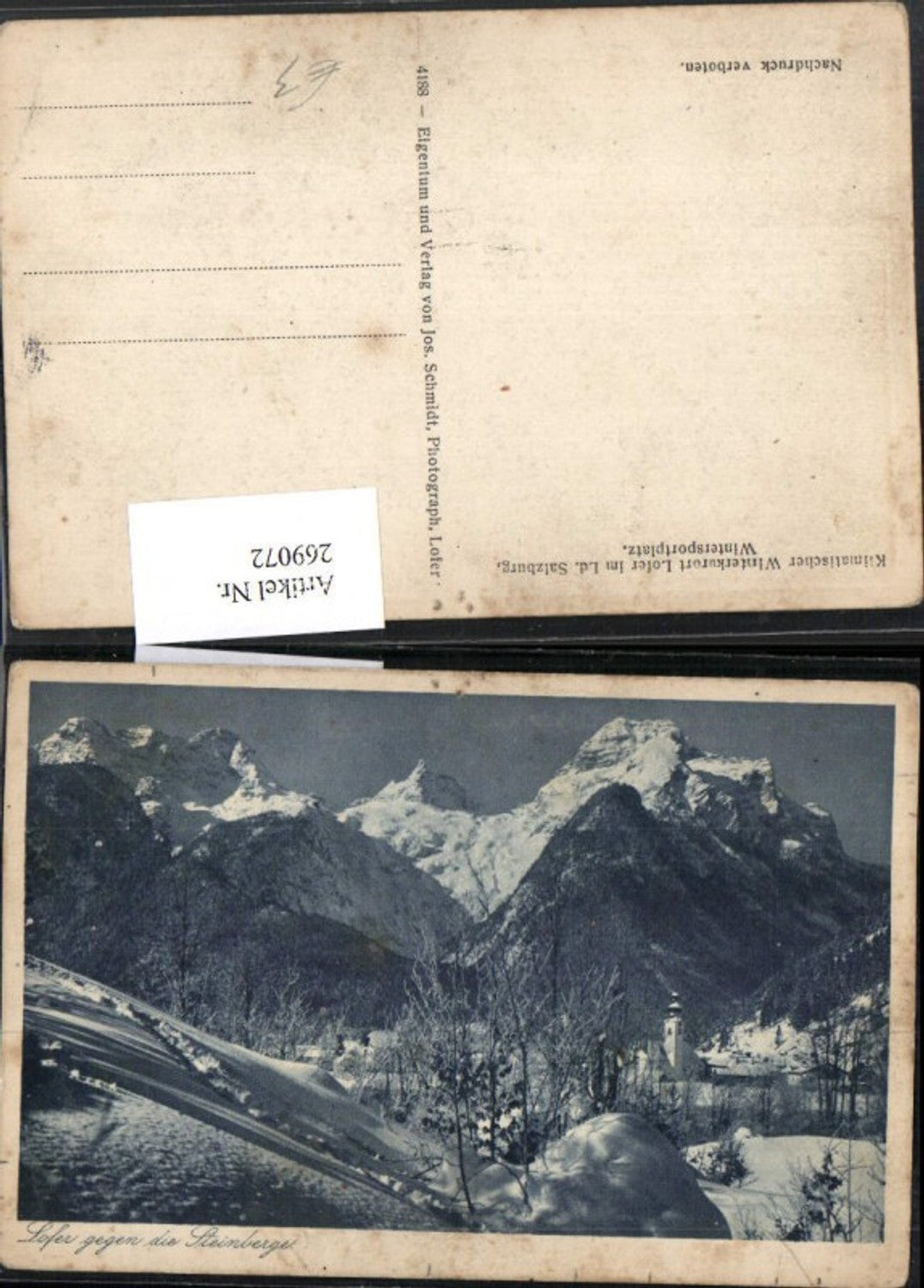 269072,Lofer Kirche geg. d. Steinberge Bergkulisse Winterbild