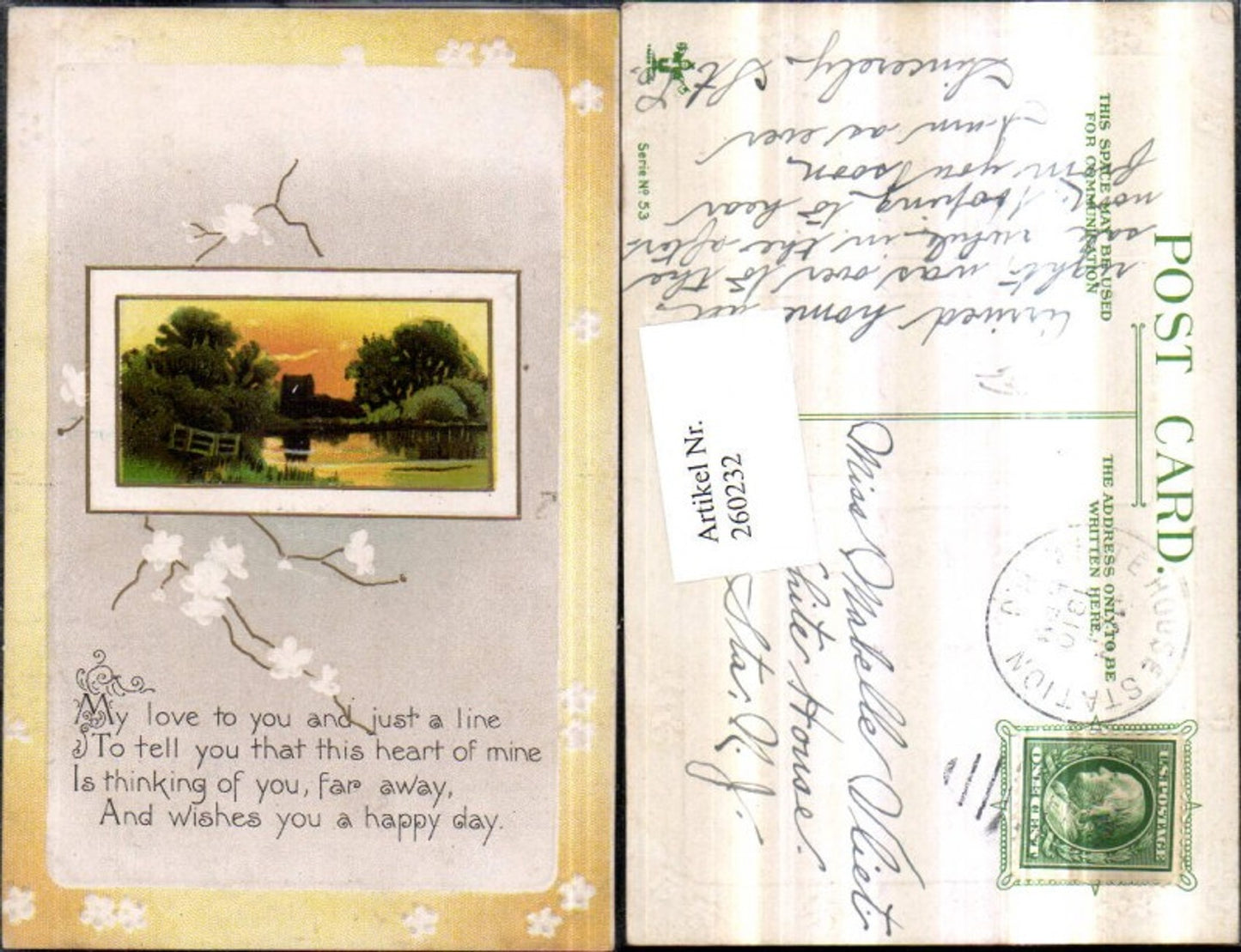 260232,Präge AK Landschaft Passepartout Blütenzweig Text Spruch