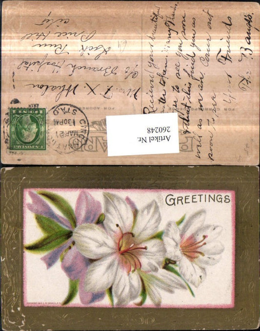 260248, Embossed AK Greetings Flowers Lily Passepartout
