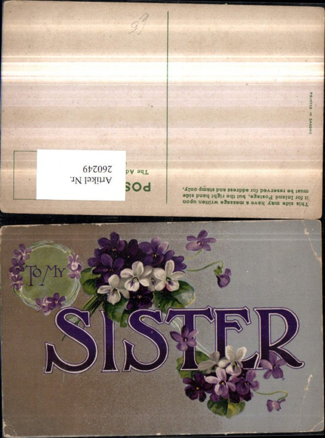 260249,To my Sister Sister Flowers Violets