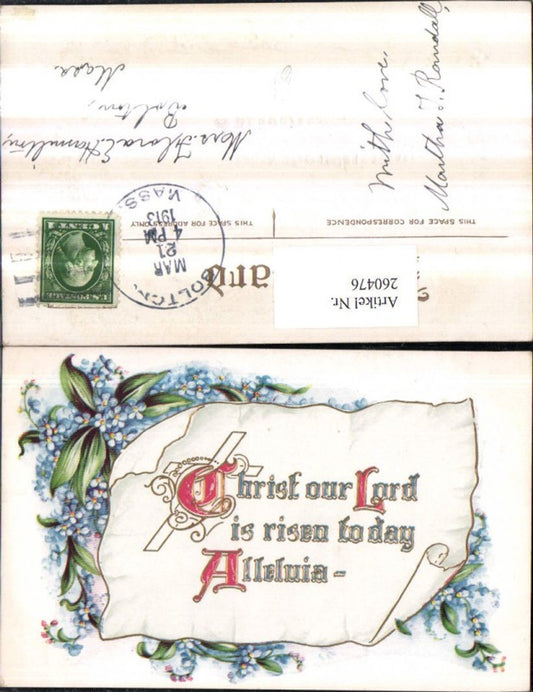 260476, Embossed Lithograph AK Flowers Forget-me-not Paper Roll Saying Text Cross