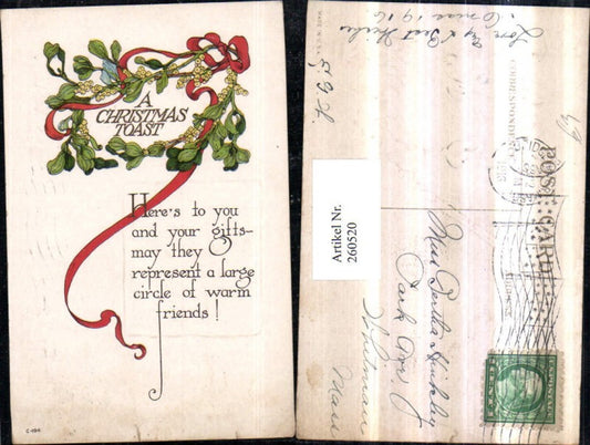 260520, Embossed AK Christmas Mistletoe Bow Saying Text