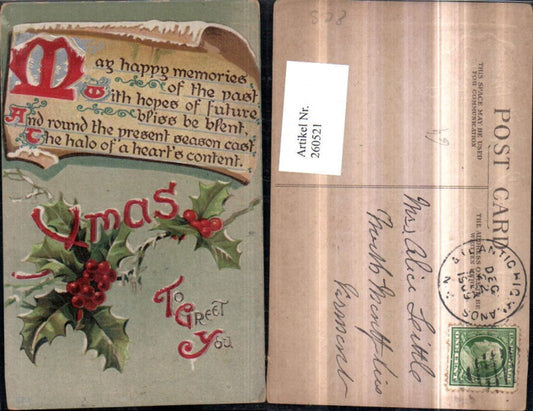 260521, Embossed AK Christmas Mistletoe Paper Roll Saying Text