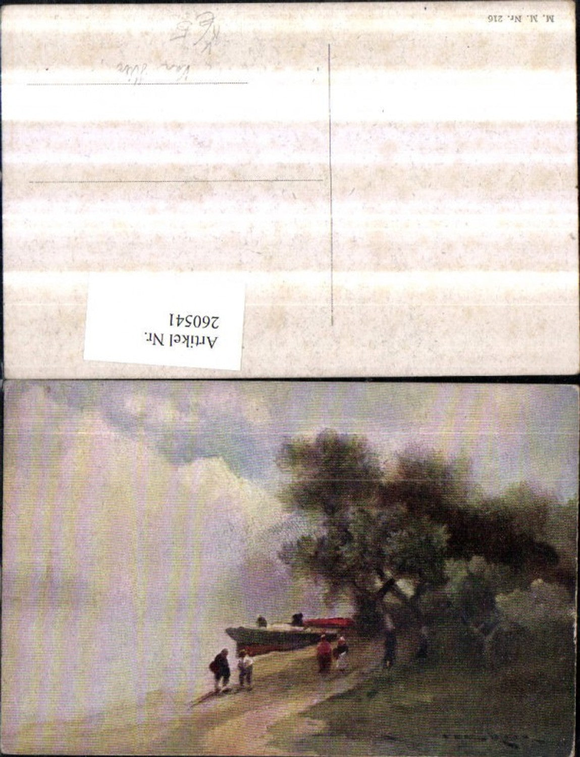 260541,M. Munk Vienne 216 Van Hill Landschaft Wegpartie Boot