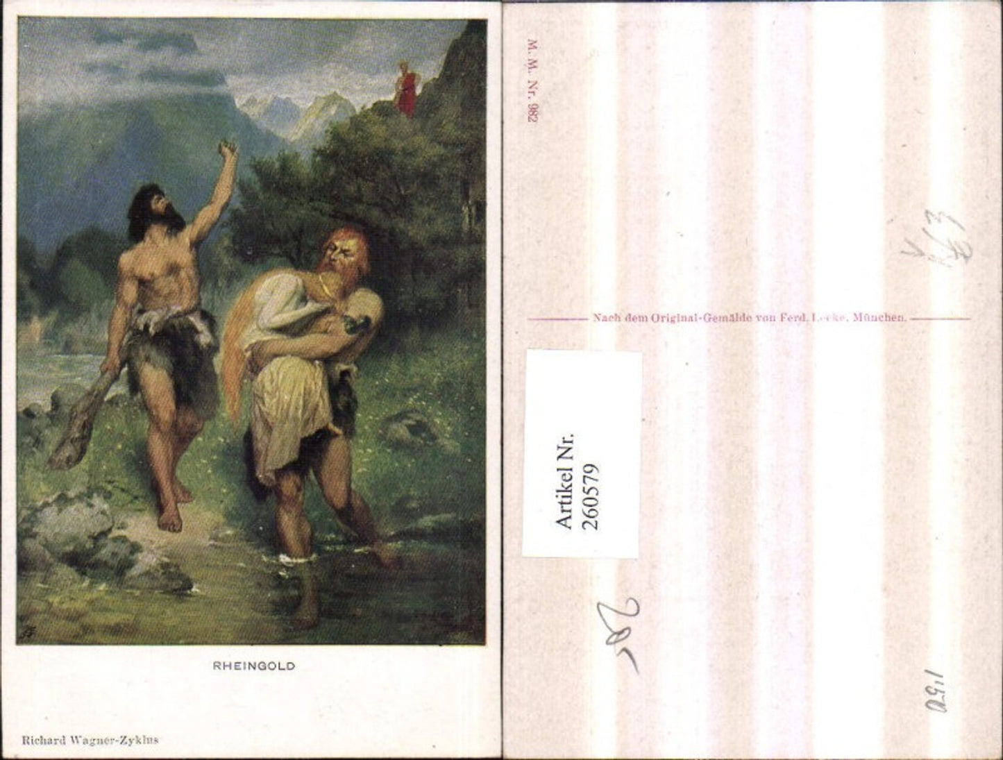 260579, M. Munk Vienna 982 Artist Ferd. Leeke Rhinegold Men's Club Woman with Long Red Hair