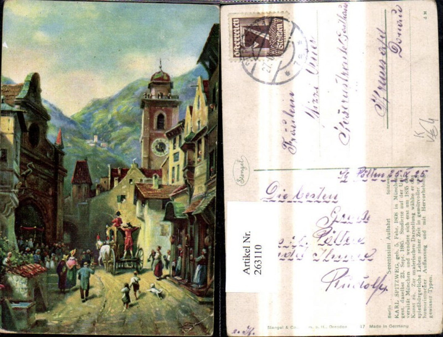 263110,Stengel Co 29147 Karl Spitzweg Serenissimi Auffahrt Kutsche Strassenansicht