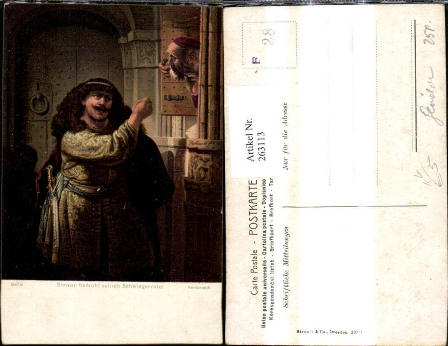 263113,Stengel Co 29741 Rembrandt Simson bedroht seinen Schwiegervater