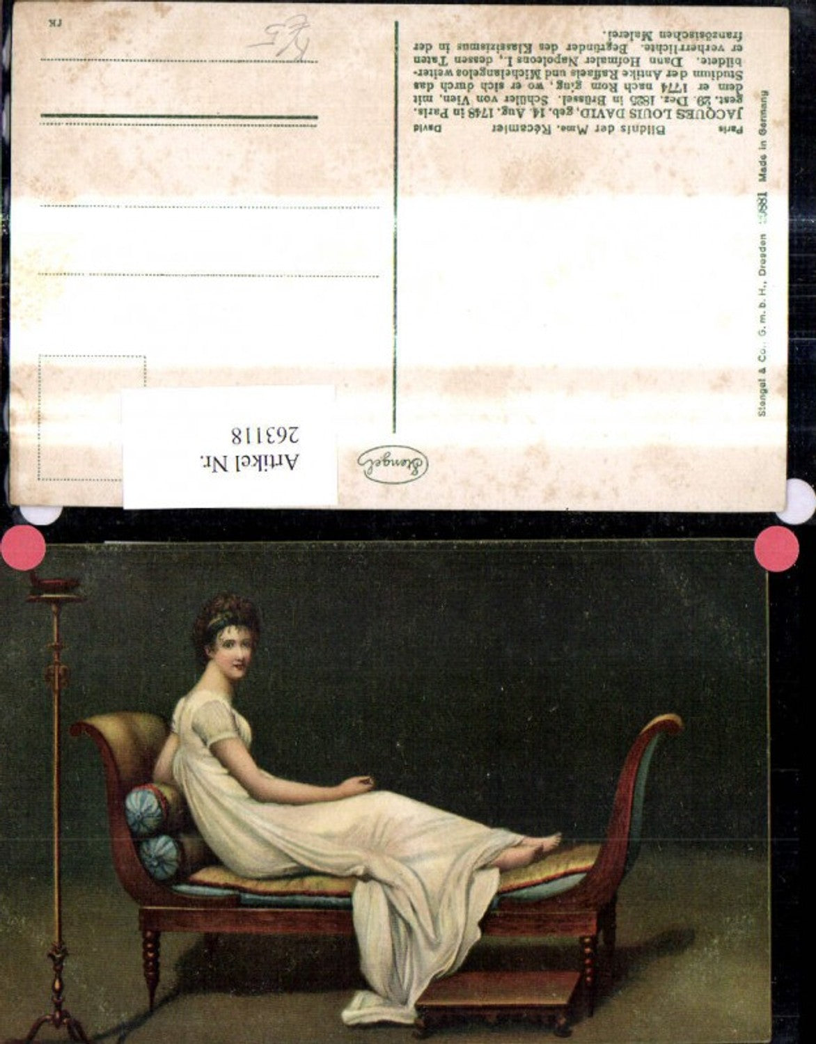 263118,Stengel Co 29881 Jacques Louis David Bildnis der Mme. Recamier Frau Portrait