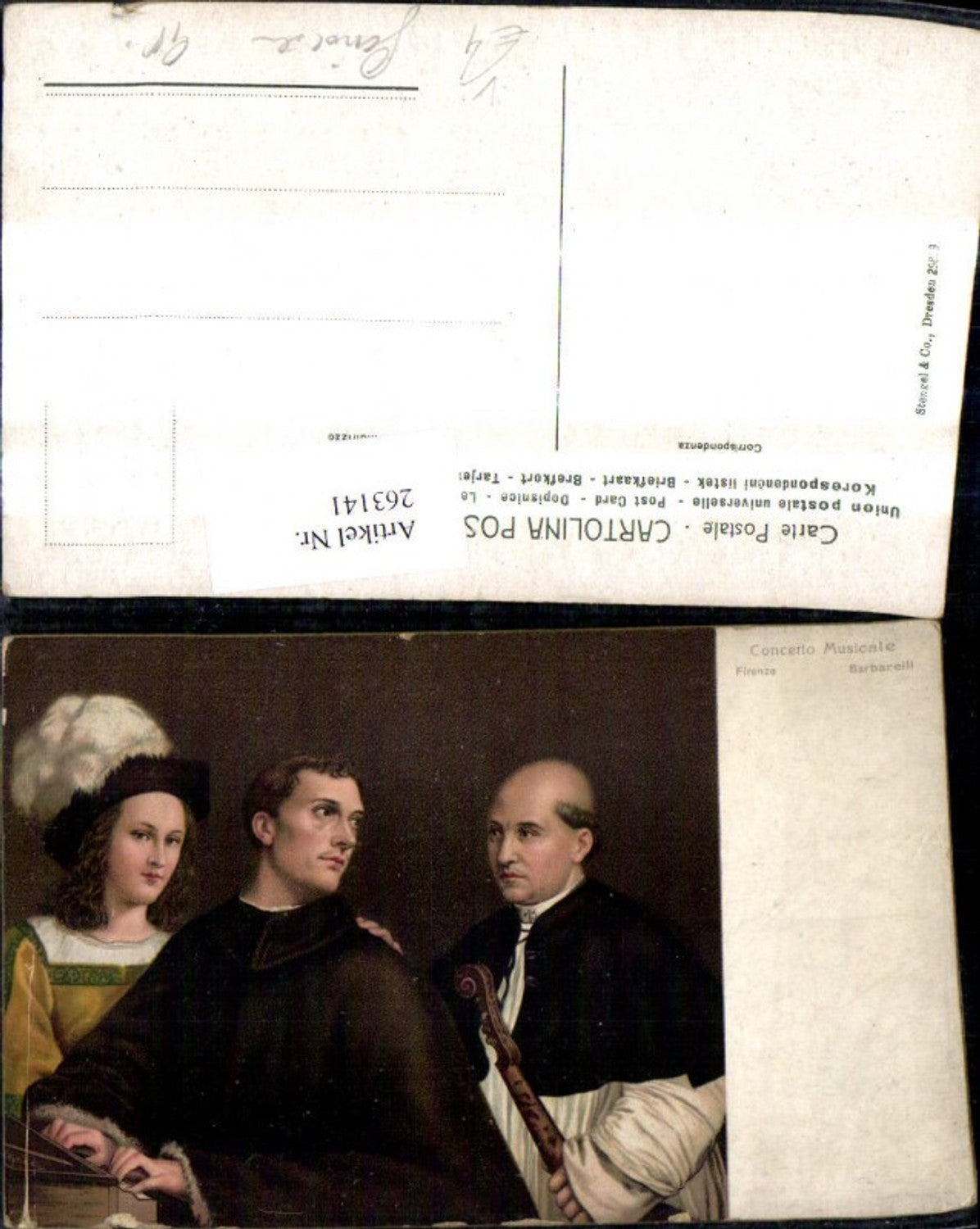 263141,Stengel Co 29829 Barbareili Concerto Musicale Mönch Priester Musik Mandoline Klavier
