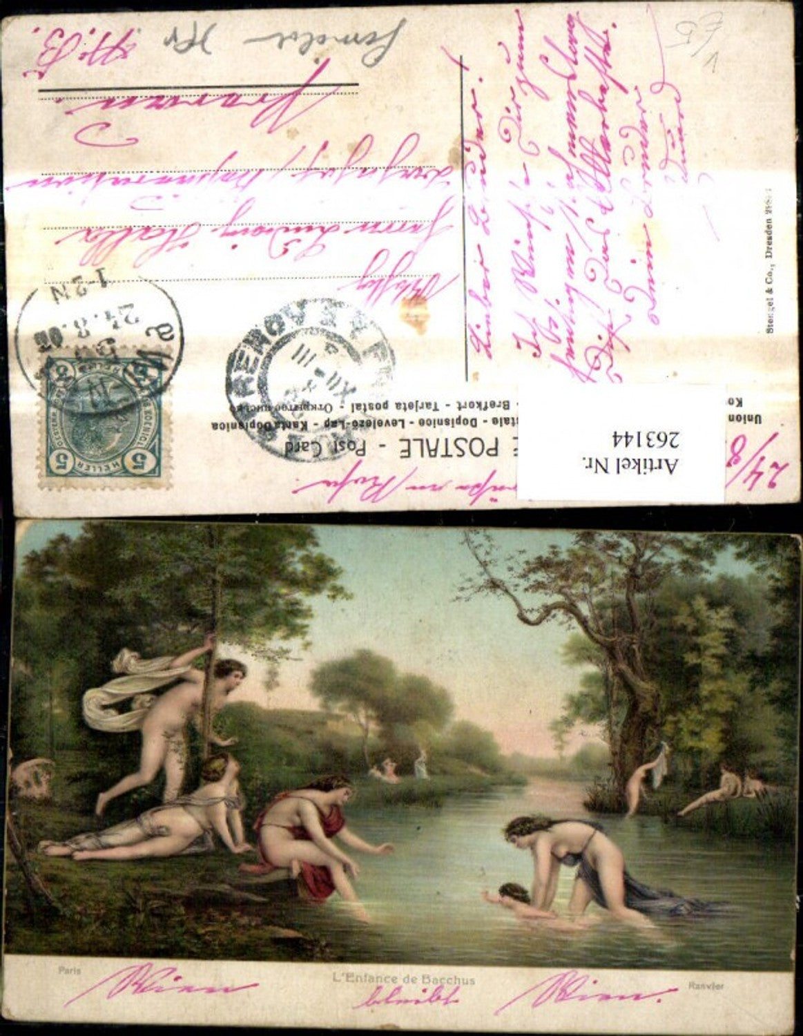263144,Stengel Co 29893 Ranvier L Enfance de Baccus Nackte Frauen Kind Bad i. Fluss