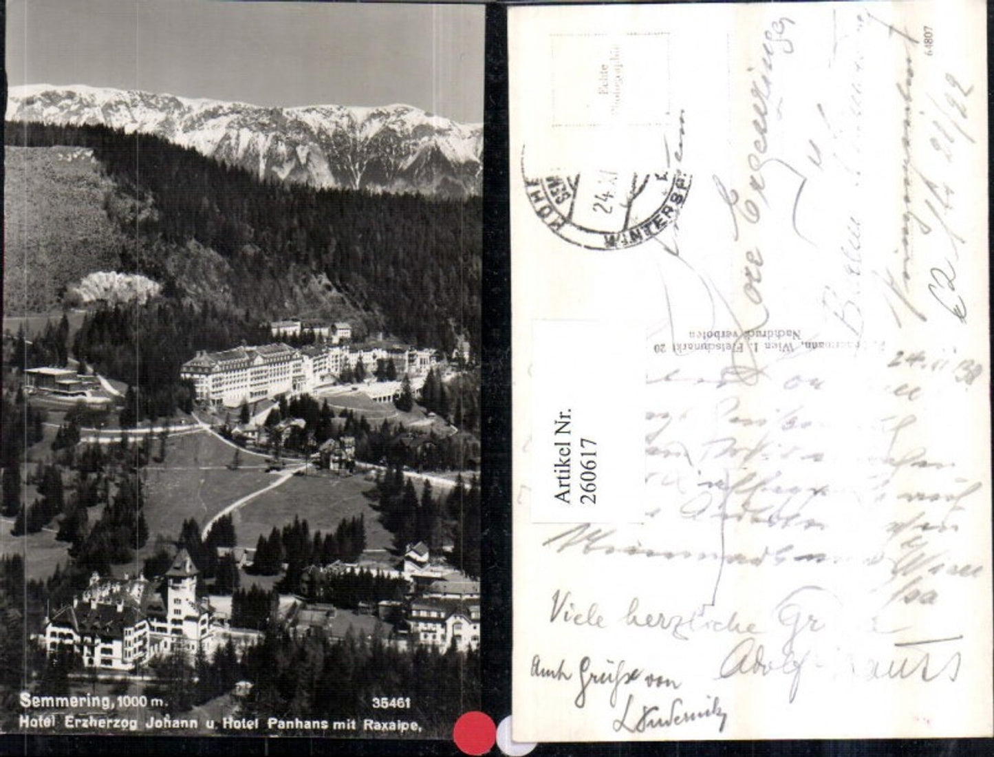 260617,Semmering Hotel Erzherzog Johann u. Hotel Panhans m. Raxalpe Bergkulisse