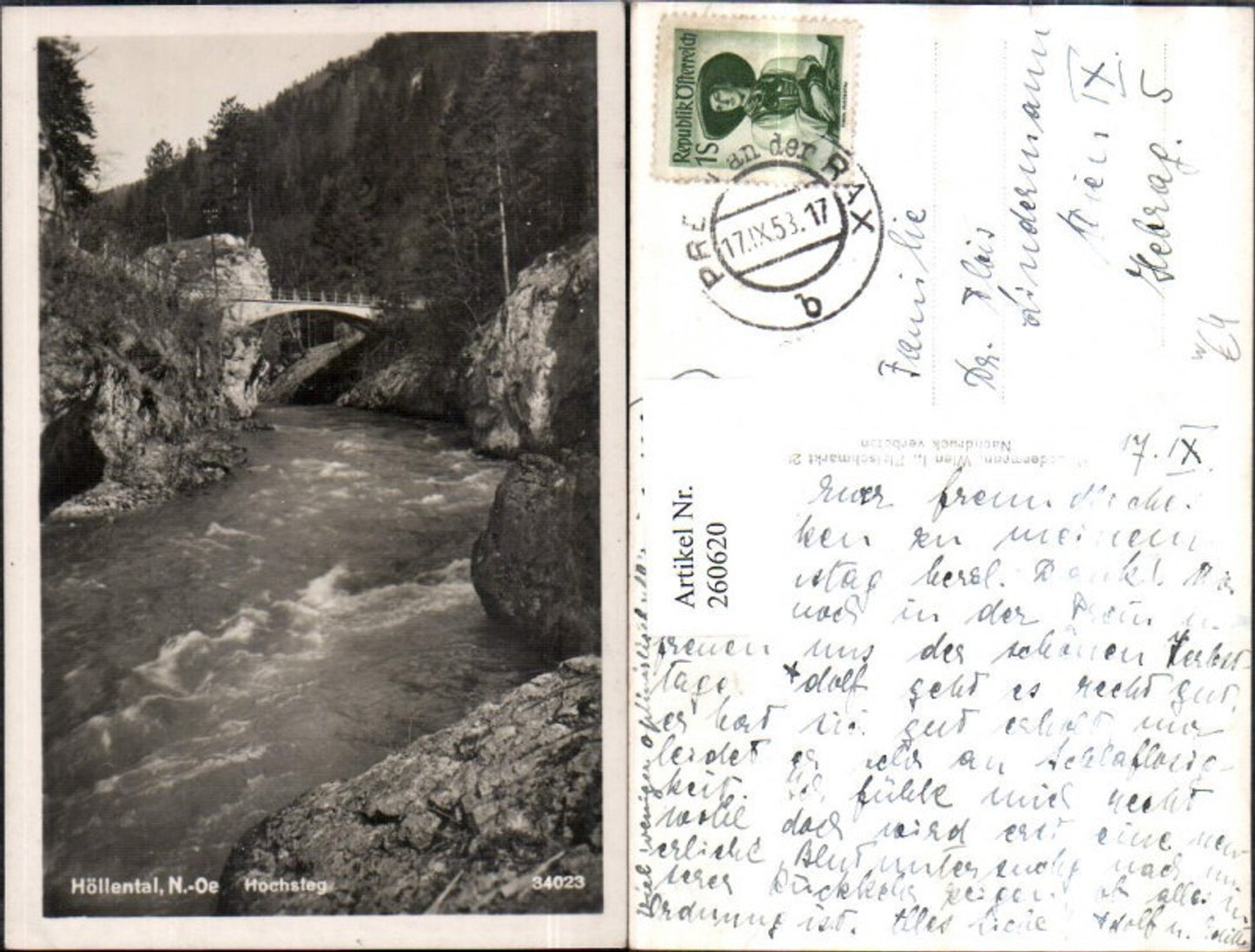 260620,Höllental b. Schwarzau im Gebirge Hochsteg Brücke Bach