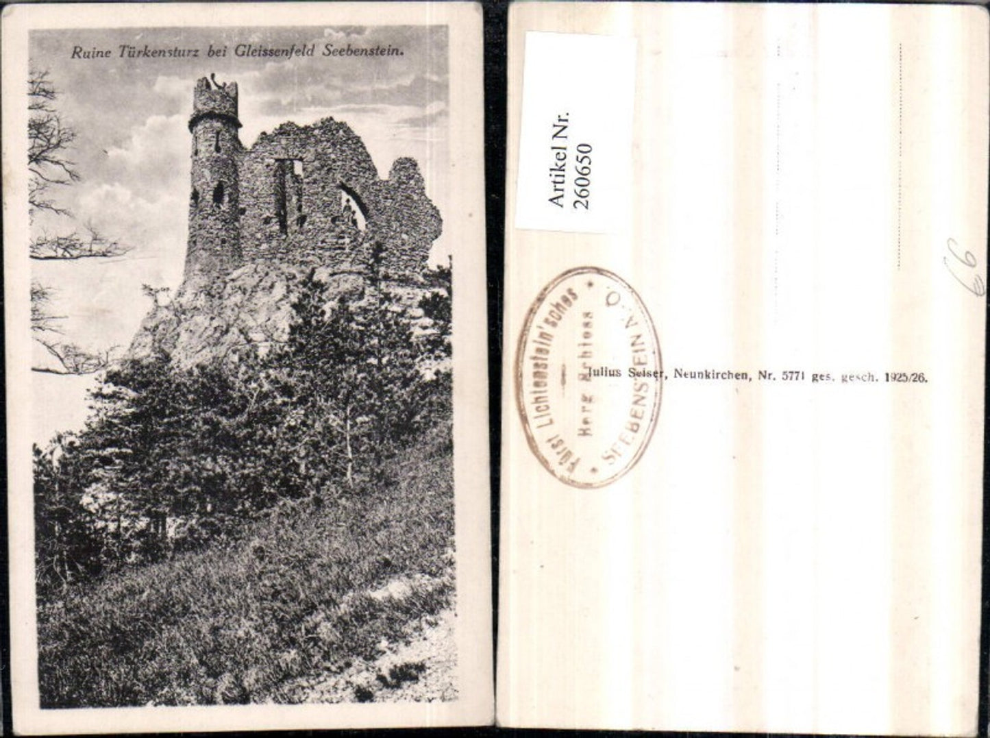 260650,Ruine Türkensturz b. Gleissenfeld Seebenstein